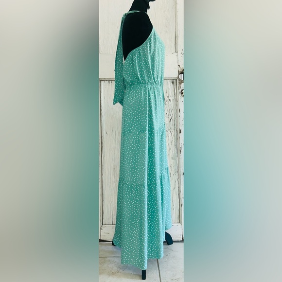 Green White Polka dot Maxi Dress size M. - Picture 4 of 10